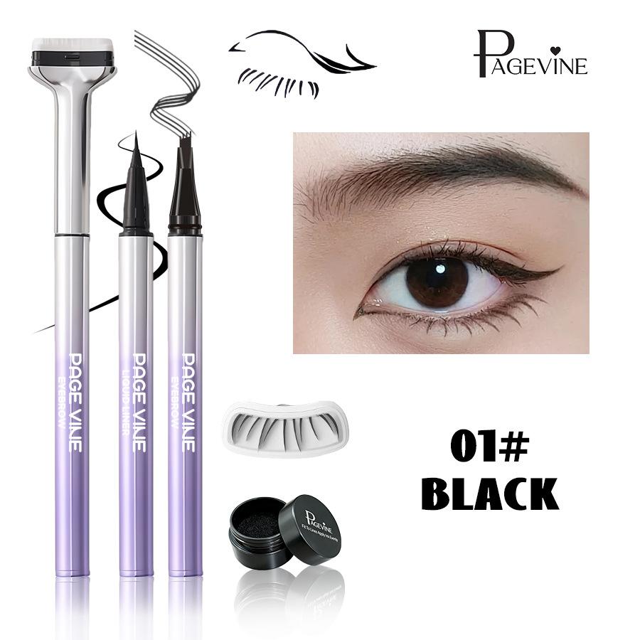 PAGE VINE Lower Lash Stamp Eyeliner Long Lasting 3 In 1 Brow Lash Liner 1# black