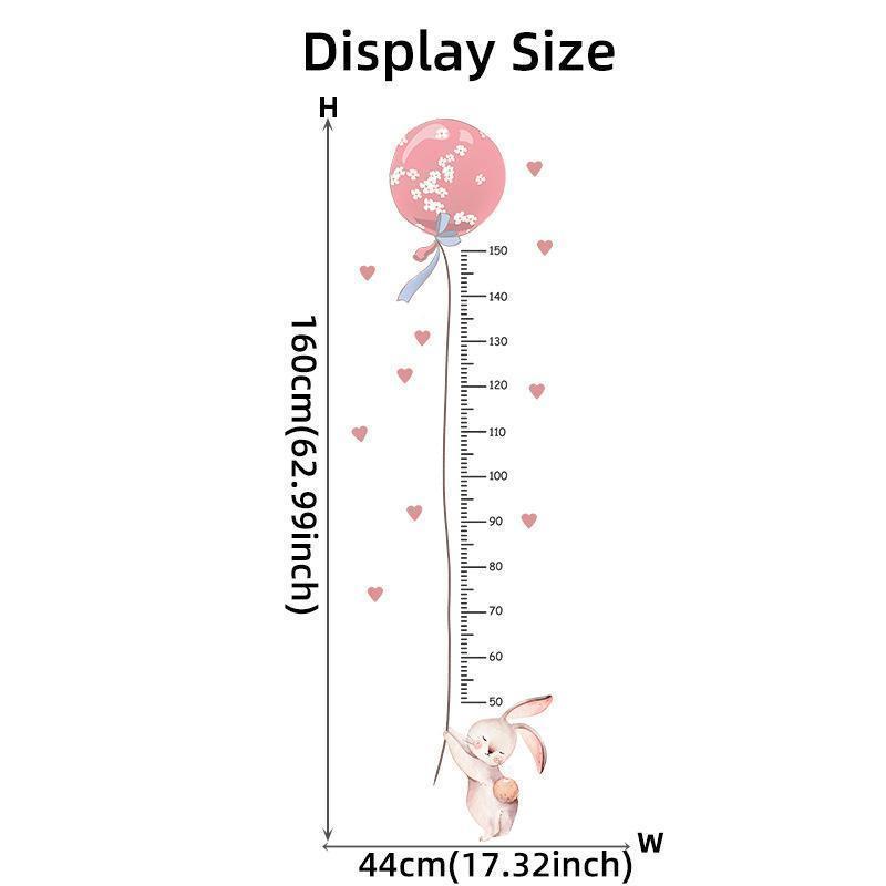 Pink Balloon Rabbit Wall Stickers For Kids Room Baby Girls Room Decoration Height Ruller Children Height Measurement Wall Decals
