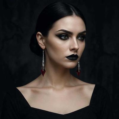 Gothic Victorian Sliver Color Filigree Red Glass Crystal Cone Dangle Earrings for Women Halloween Party Witch Magic Jewelry Gift