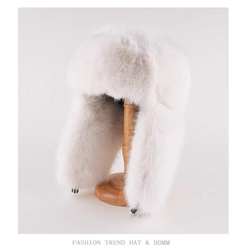 Plush Lei Feng Hat for Women In Winter Thickened Warm Ear Protection Hat Northeast Snow Town Imitation Mink Long Haired Locomotive Hat for Men