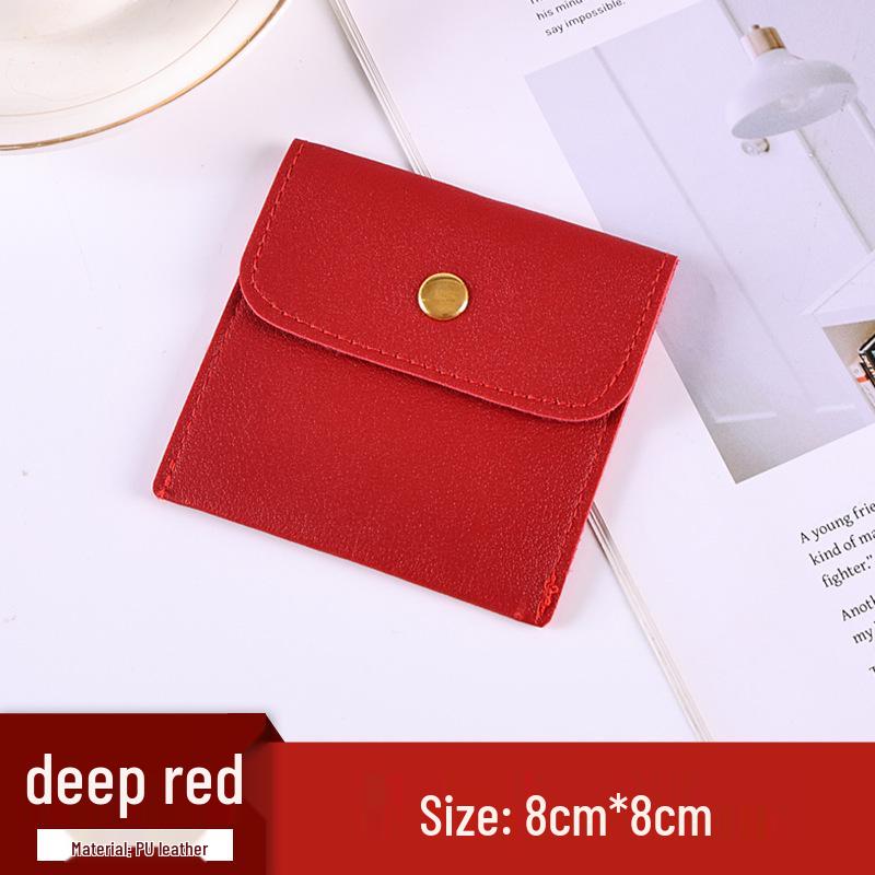 

Високоякісні шкіряні (PU) мішечки для прикрас із застібкою-кнопкою вина червоного кольору