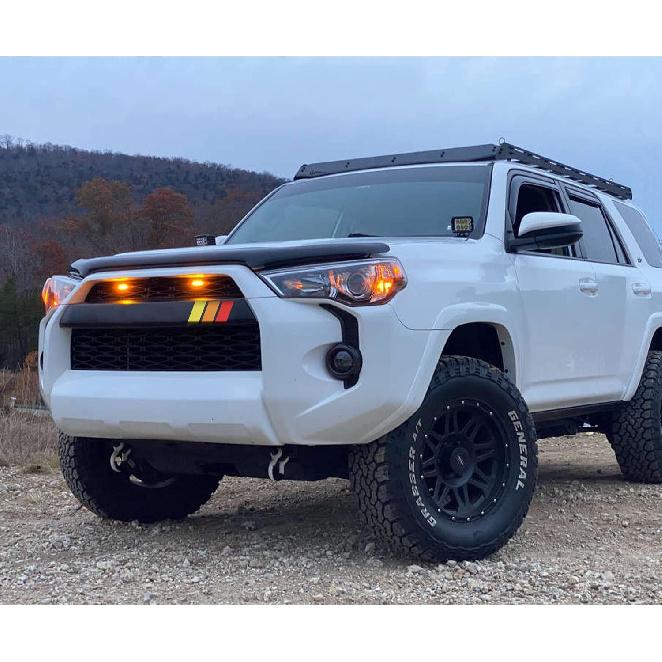 2 Pcs Classic Retro Tri-Color Stripe Decal Sticker for Toyota Tacoma 4Runner Tundra Rav4 Accessories, Grille Fender Hood Side Skirt Bumper Side