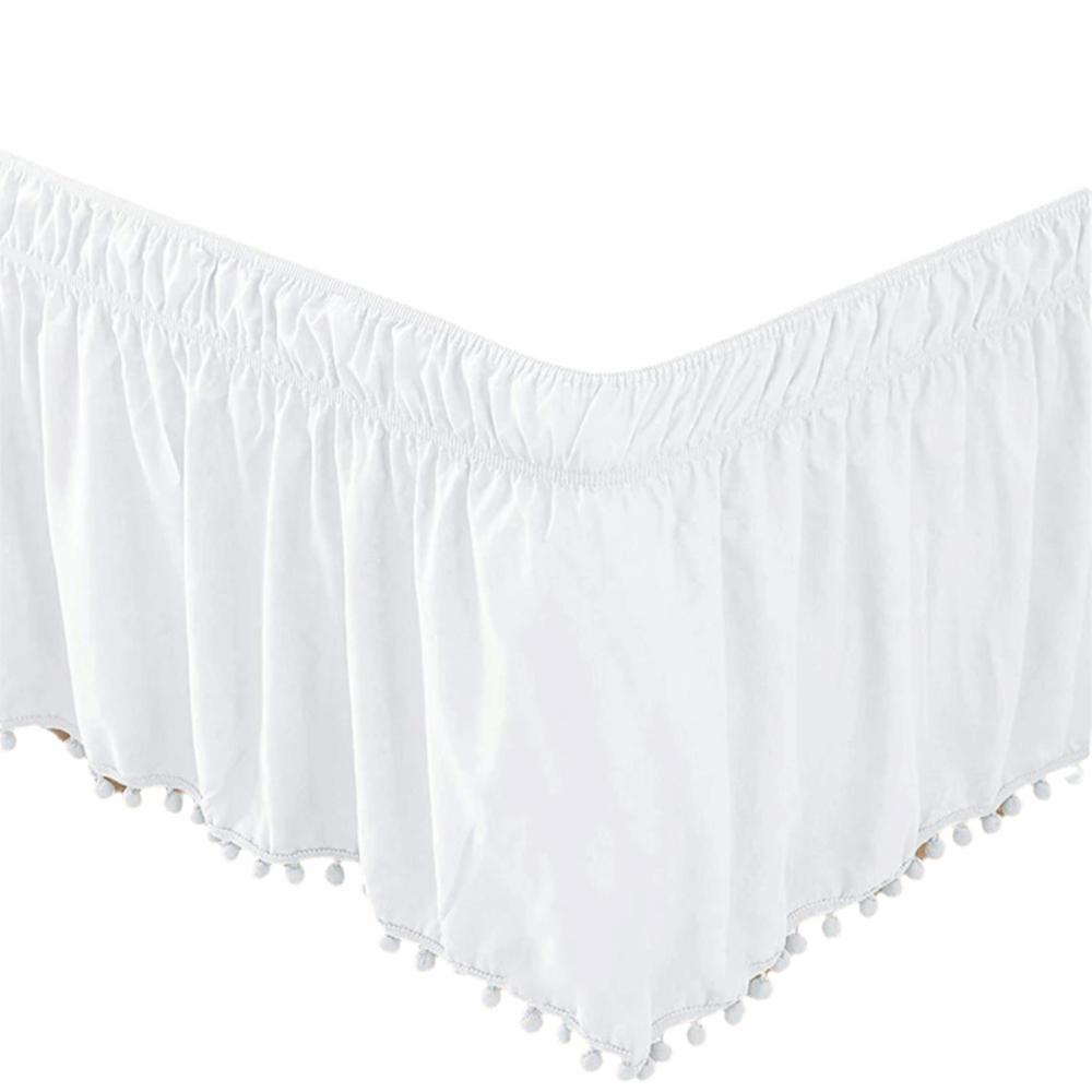 New Polyester Bed Skirt Removable Elastic Bed Ruffles Bed Side Decorations Solid Color Bed Side Skirt Home