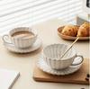 Elegant Ceramic Cup and Saucer Set for Tea Coffee White Large