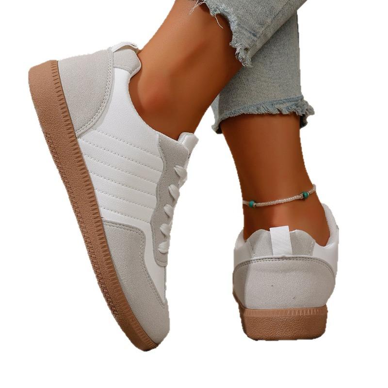 Fashion Women Flat Sneakers Spring and Autumn Fashion Mixed Colors Lace-Up Sport Shoes Comfortable Non Slip Casual Shoes Trainers Female