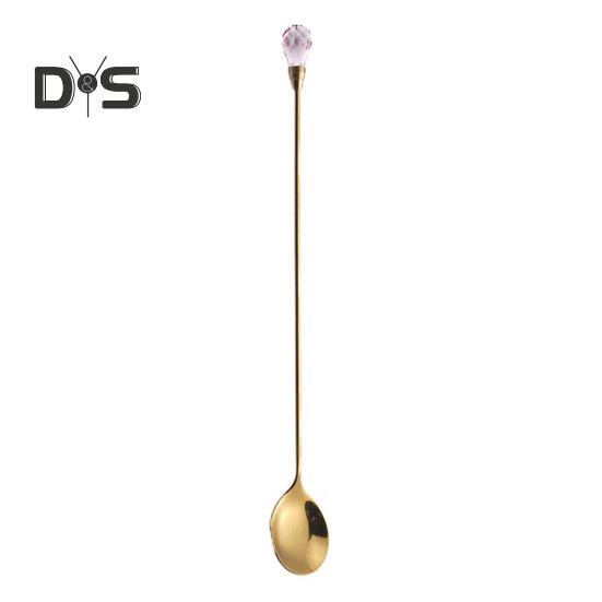 4Pcs Bright Finish Teaspoons Rust-proof Creative Stainless Steel Faux Crystal Spoons