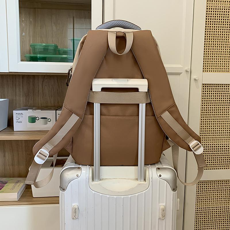 Contrast Color Middle School Student Schoolbag Large Capacity College Style Backpack with Coin Purse