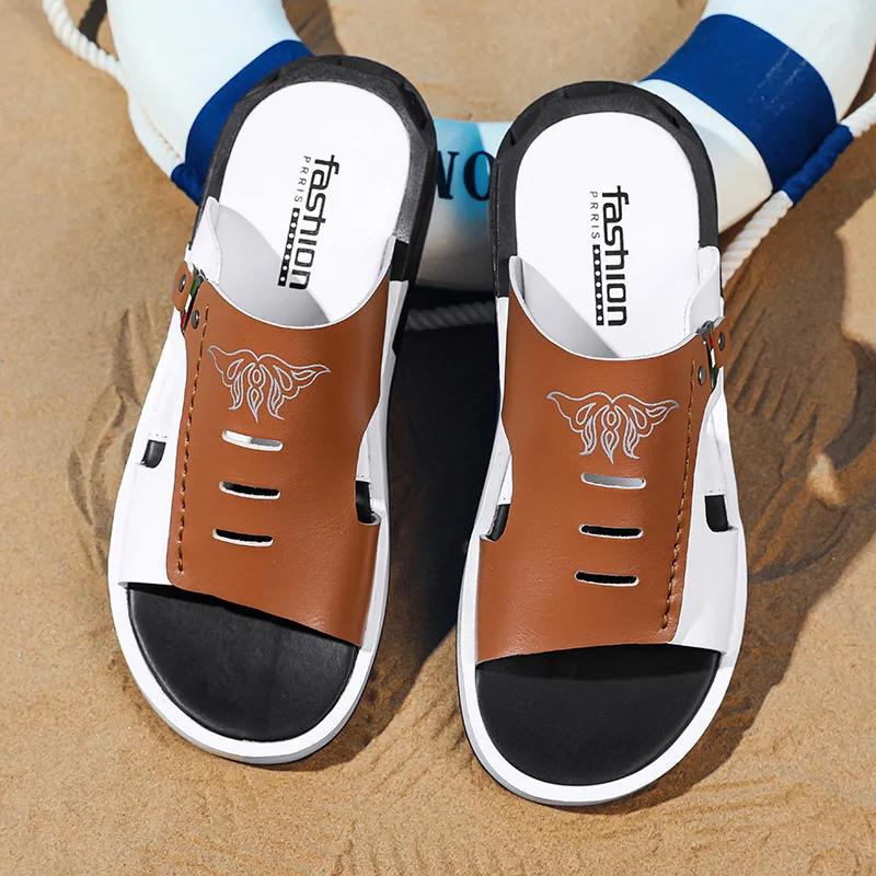 Slippers for Men 2025 Summer Fashion New Style for Outdoor Version Trendy Plus Size Beach Sandals Anti Slip One-piece Slippers