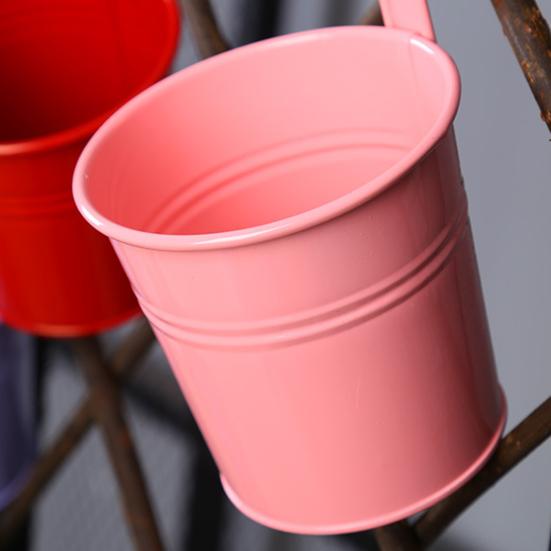 Space-saving Flower Bucket with Hook Iron Detachable Hanging Plant Holder for Railing