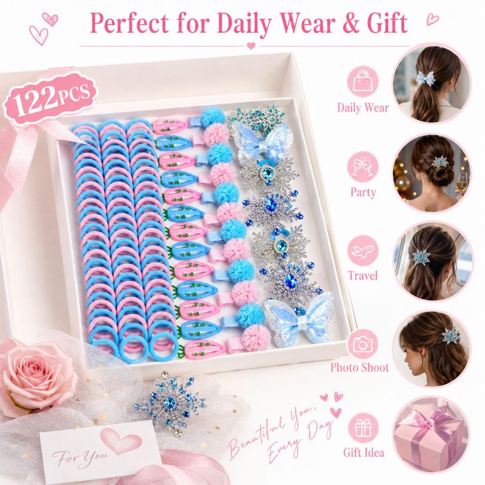 Soft Elastic Girls Hair Accessories Set Glitter Bow Girls Hair Bands Kids Girls