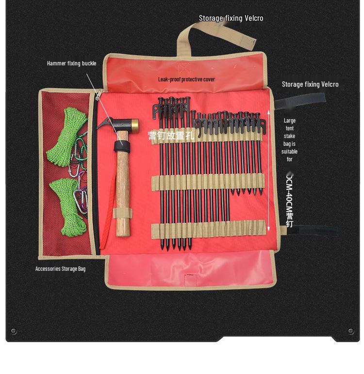 Large Outdoor Tote for Camping Gear: Includes Peg Storage, Tarp, Tent Pegs, and Hammer Kit