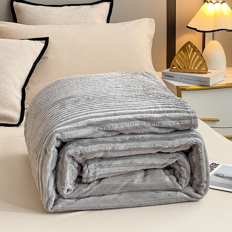 Gray Striped Autumn Throw Blanket Soft Solid Color Winter Bedroom Warm Bed Blanket Home Hotel Travel Portable Blankets Full Size