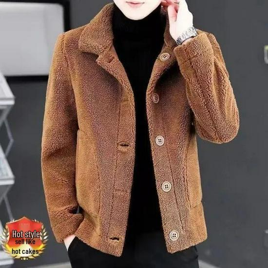 Herfst/Winter 2024 Heren Dikke Berber Fleece Lamswol Jas