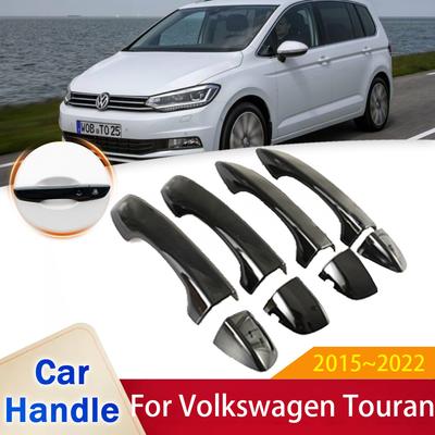 Autocollants noirs brillants pour poignée de porte de voiture, pour Volkswagen VW Touran MK2 5T 2015 2016 2017 2018 2022
