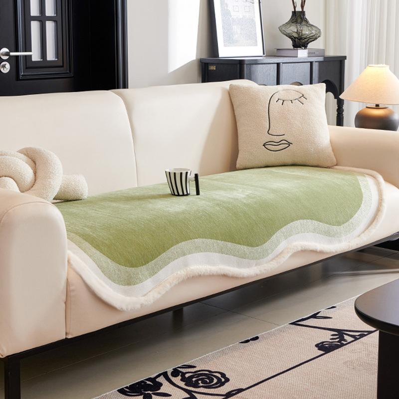 Plush Edge Special-Shaped Sofa Cushion Anti-Skid Irregular Straight Row Seat Cushion One Piece Dust-Proof Cover Universal Cover For All Seasons
