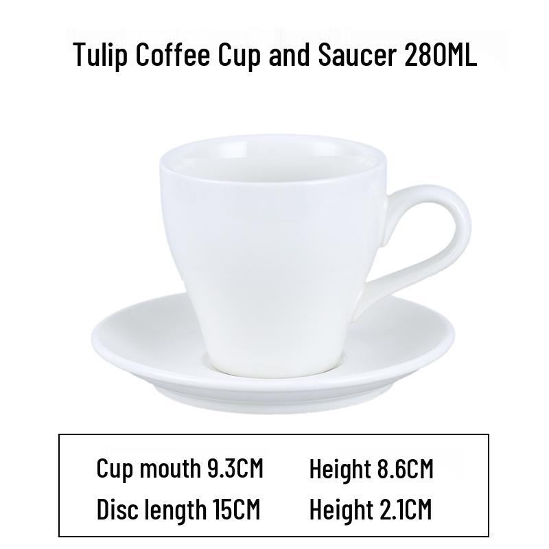 European Latte Art Cappuccino Cup & Saucer Set - White Ceramic Tea/Coffee Cup for Hotel Guest Room