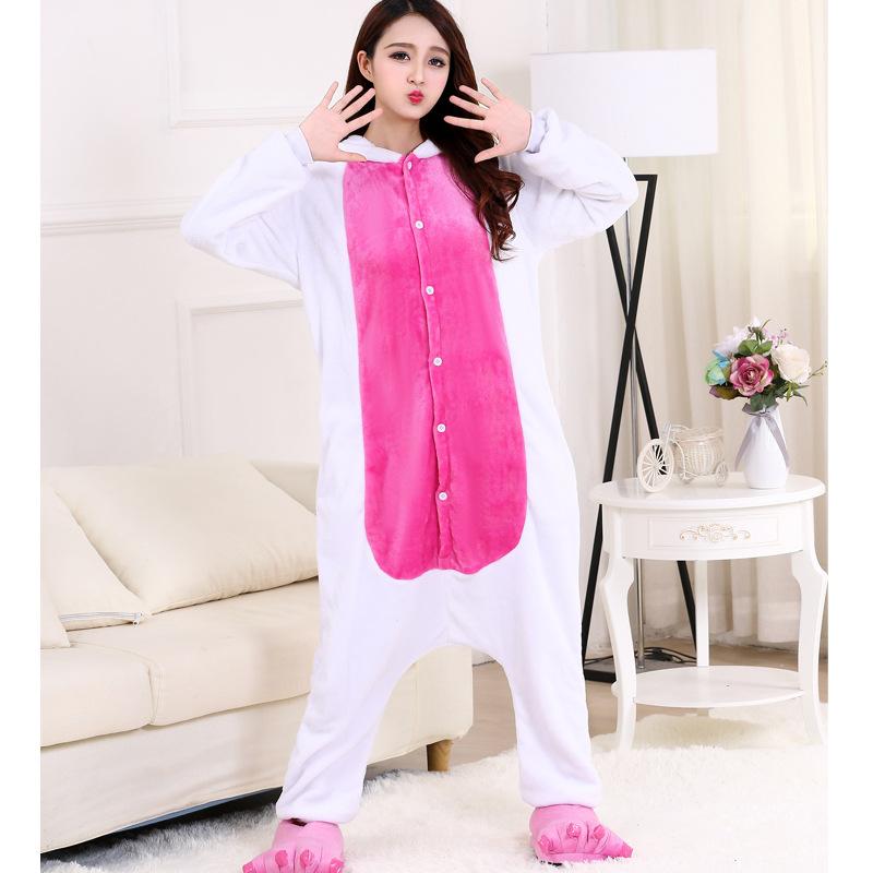 Men's and Women's Autumn Winter Cartoon Onesie Unisex Robe Flannel Homewear Hooded Loose Casual Loungewear