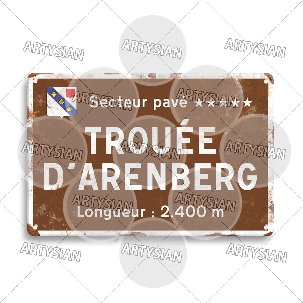 Tour de France Radrennen Radfahren Wahrzeichen Metallplakette Verkehrsschilder Österreich Italien Alpe d Huez Alto de L Angliru Poggio