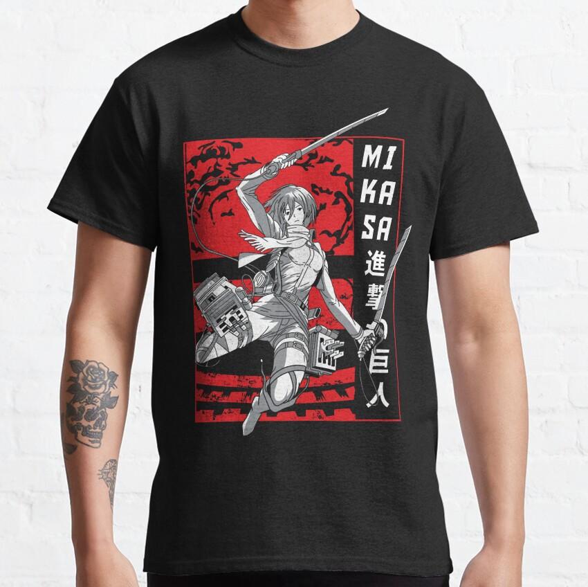 Shingeki No Kyojin Mikasa Żołnierz Ackerman Attack On Titan Shingeki Mang Krótki Rękaw AOT Koszulka Anime dla mężczyzn Bawełna 6XL Góra
