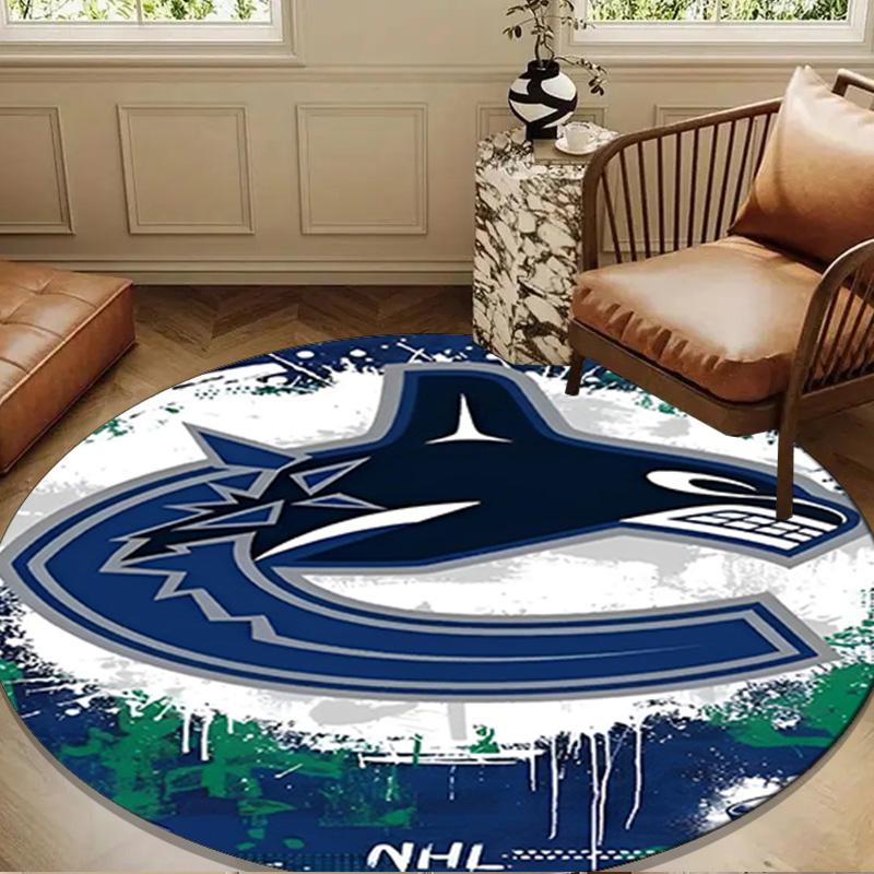 Vancouver Hockey Art Round Rug for Livingroom,Bedroom, Palyroom, Chair Rug, Area rug, Circle Carpet, Large Size Decor Fan Christmas gift