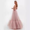 New European and American women's clothing one-word shoulder mesh long-sleeved wedding dress big swing dress