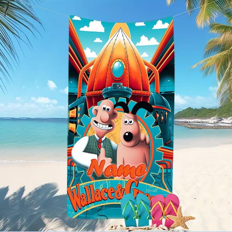 Customizable Personalized Beach Towels Wallace and Gromit Themed designs.Suitable for the Beach, Yoga, Sports;ideal As Beach Accessories