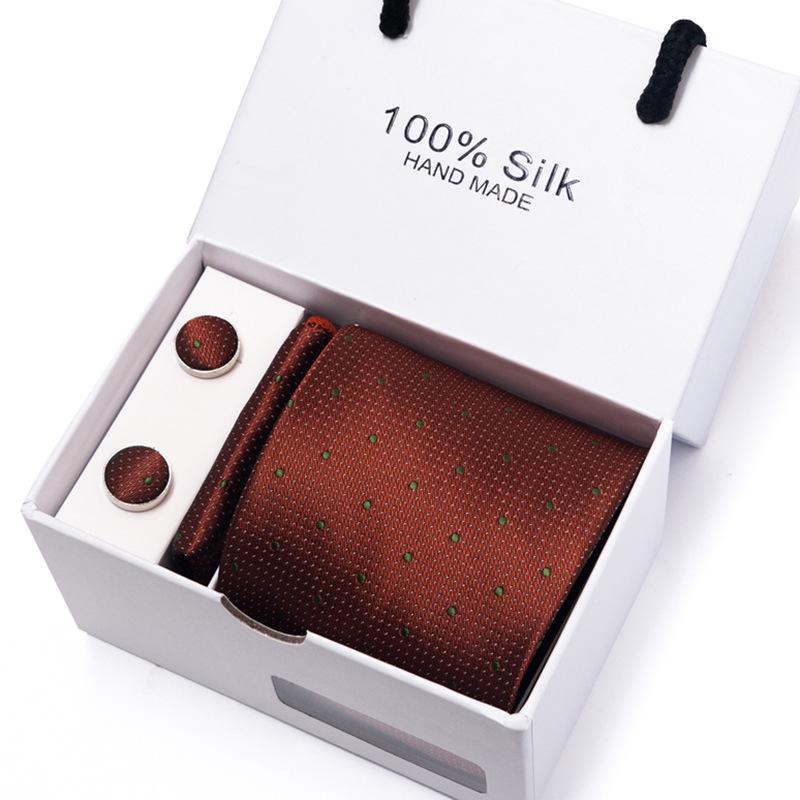 Men's 1200-Needle High-Density Business Stripe & Paisley Tie Set - 6 Piece Groom & Wedding Gift Box