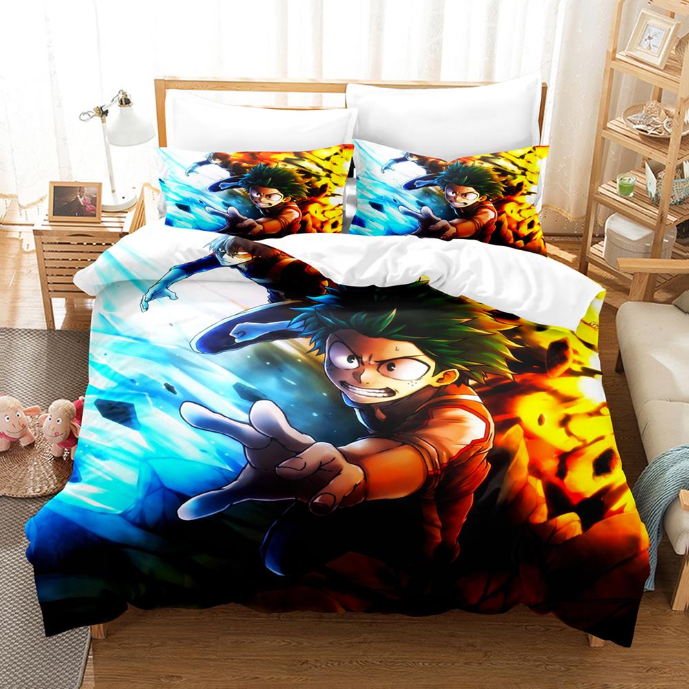 My Hero Academia Bettwäsche-Set Einzelbett Twin Full Queen King Size Todoroki Bett-Set Schlafzimmer für Erwachsene und Kinder Bettbezug-Sets 3D-Druck 047
