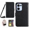 For Oppo Reno13 5G (Global) Case Butterfly Flower Imprint Leather Phone Cover with Shoulder Strap