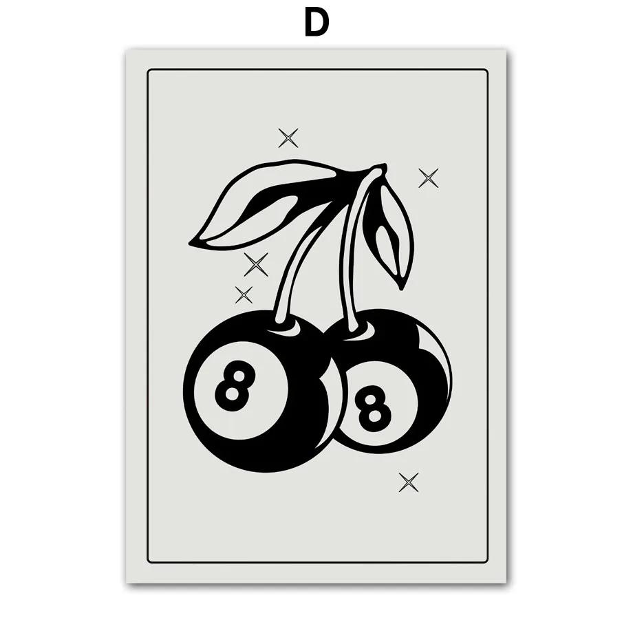 Vintage Old Fashion Disco Billiard Poker Wall Art Canvas Painting, Club Bar Decorative Posters and Prints, Wall Picture for Bedr