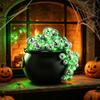 96 Pcs Halloween Disco Ball Witch Cauldron Kit With LED Lights Fake Cobwebs Spiders For Home Party Decorations Plastic Black