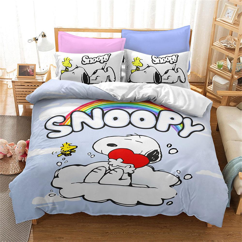 Cartoon Snoopy Bedding Sets 3D Print Comforter Cover Bed Cover Duvet Cover Pillow Case 2-3 Pieces Sets Kids Adult Size