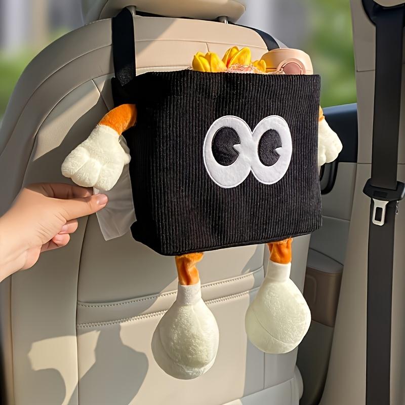 2-in-1 Car Trash Can & Tissue Box, Polyester Fiber. Durable, Portable with Umbrella Storage.