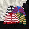 Children'S Spring And Autumn Striped Knitted Cardigan Boys And Girls Colored Button Sweater Jacket Children'S Top