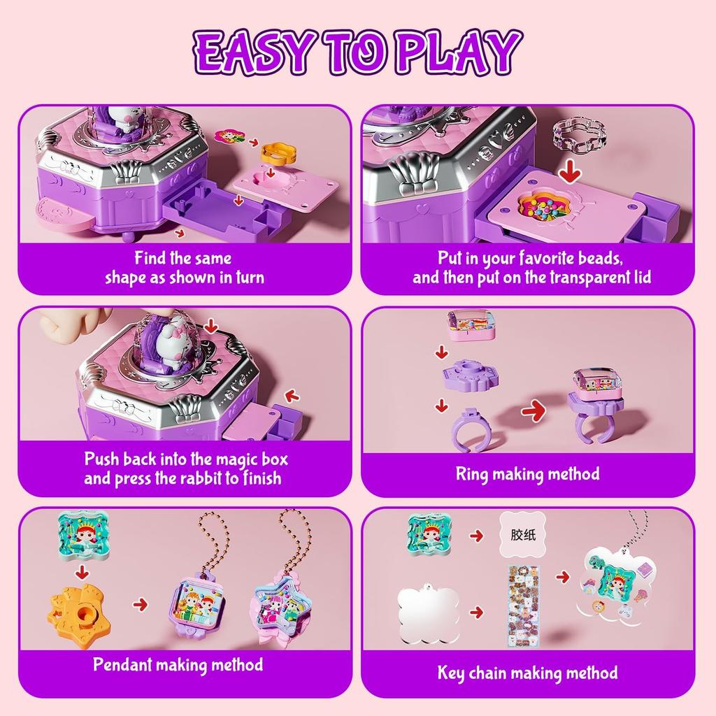 153Pcs Girls DIY Crafts Toy:Handmade Jewelry Magic Box for Girls Age 3+,Girls Ideal Brithday Gifts Chrismas Stuffer Stock