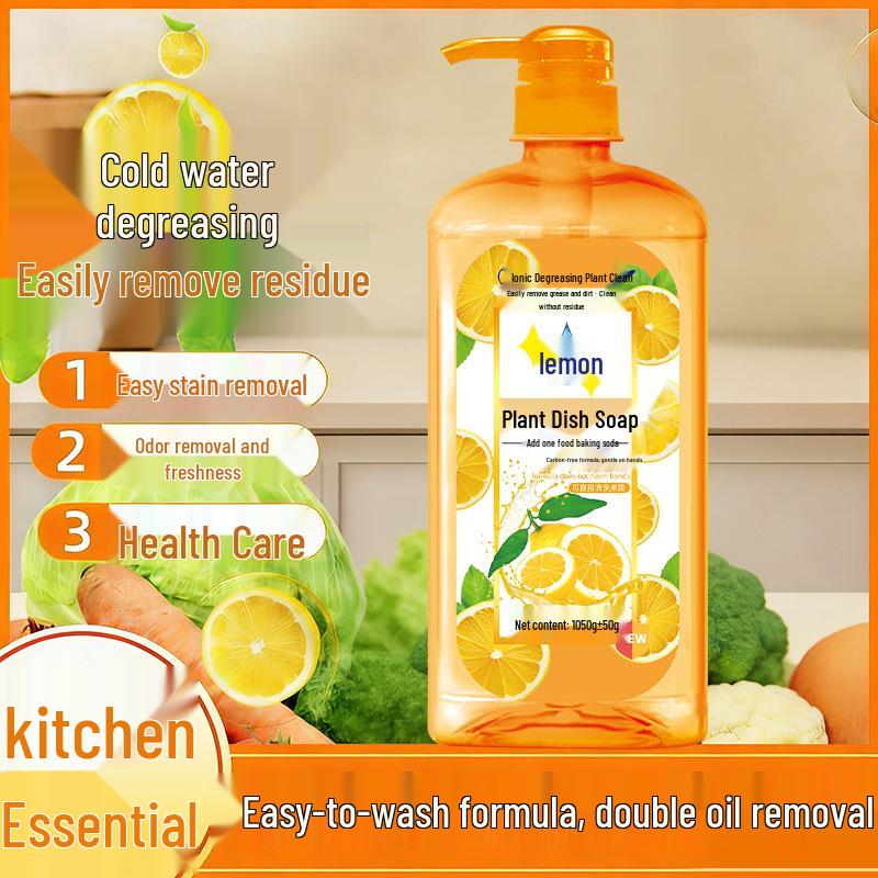 Large Capacity Lemon Dish Soap for Tableware - Cold Water Degreaser, Family Pack