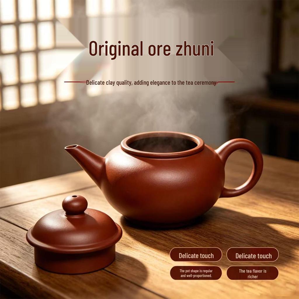 Chaozhou Da Hong Pao Zini Purple Clay Teapot - Small Horizontal Kung Fu Brewing Set