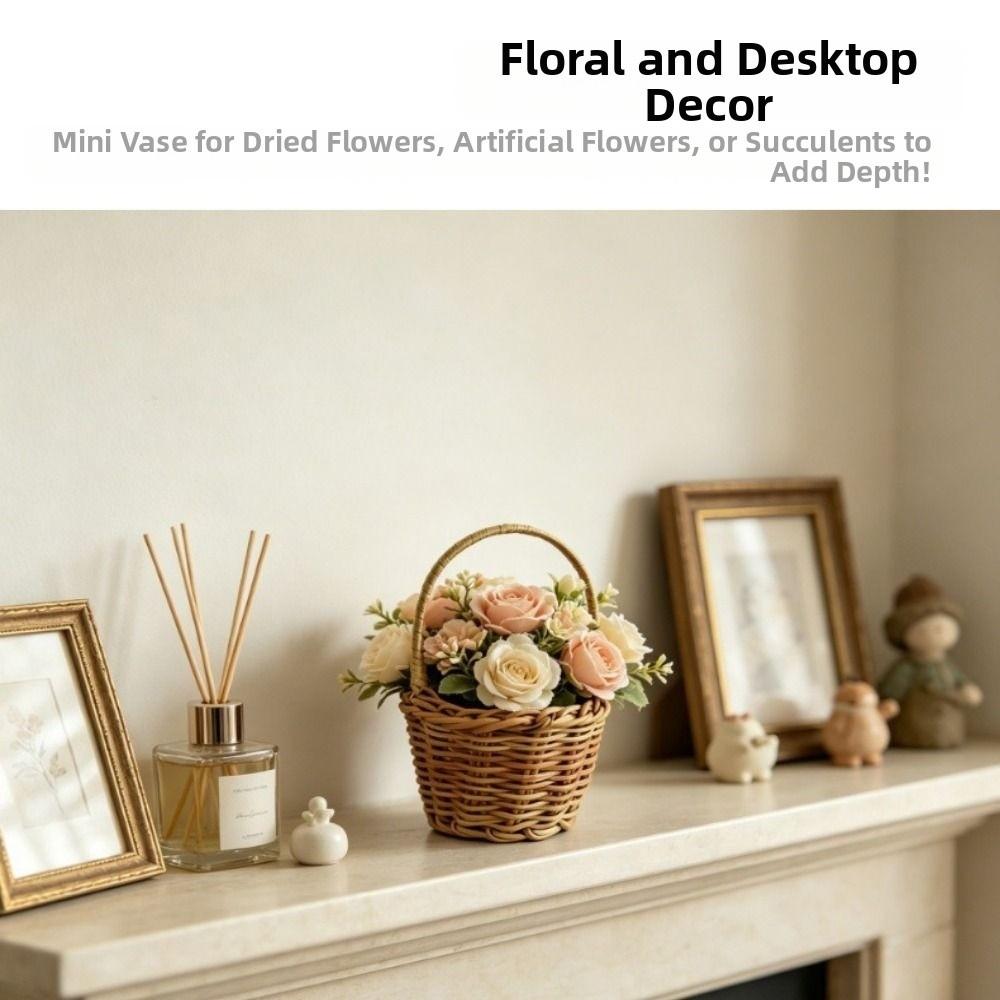with Handle Imitation Rattan Handhold Home Decoration /Restaurant Serving Tabletop Display