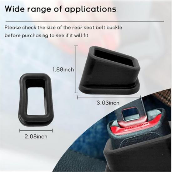 2 PCS Car Seat Belt Buckle Holder, Silicone Auto Seatbelt Buckle Booster, Black