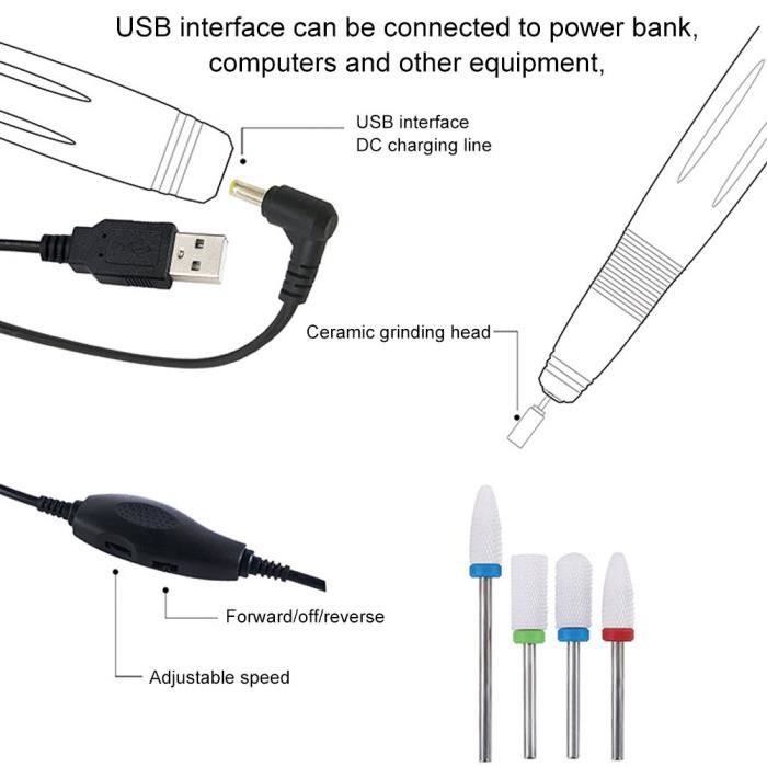 Stylo De Polissage Des Ongles - ALI - 105 - 18000 Tr/min - Filaire - Batterie Incluse