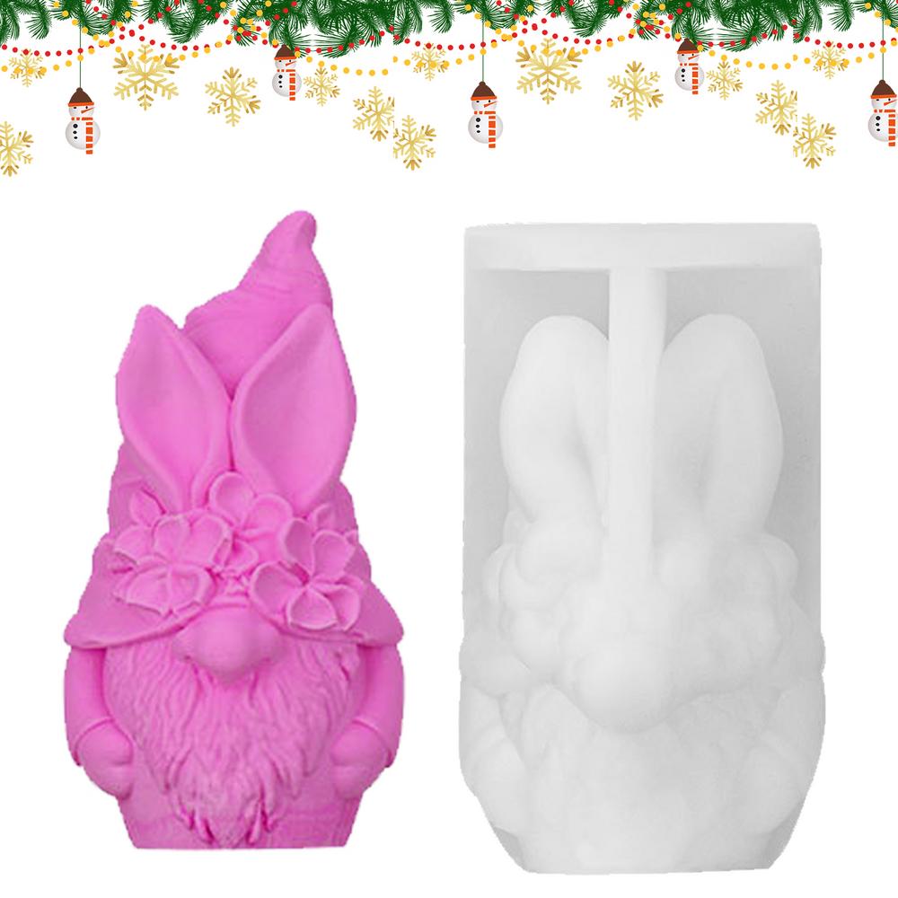 Gnome Molds Silicone Gnome Shaped Christmas Decor Candle Mold Flexible Home Decoration Mold Gnome Sculpture Mold For Easter
