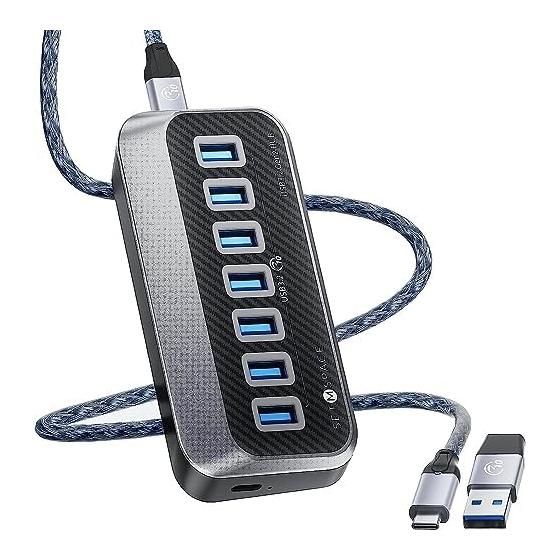 USB-концентратор 3.0, 7 портов, 10 Гбит/с, высокоскоростная передача, минималистичный, тип-А, кабель 50 см (7*USB A)