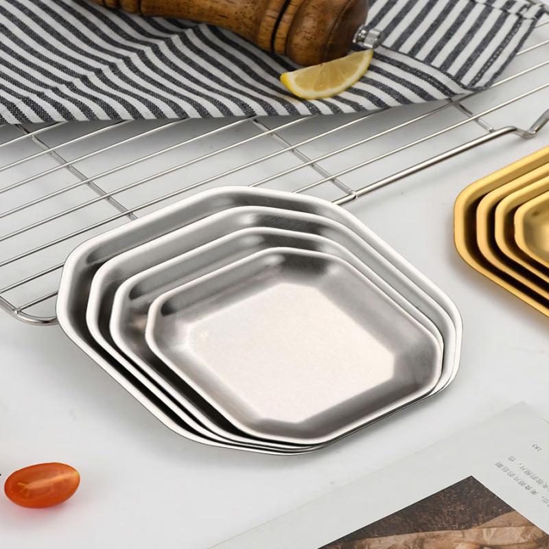 ZISIZ Korean Style 304 Stainless Steel Octagonal Snack Plate
