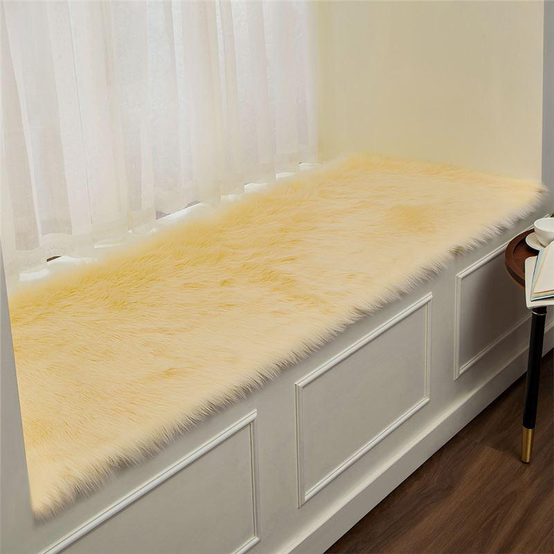 Nordic Faux Wool Plush Window Cushion & Blanket Mat for Bedroom or Balcony