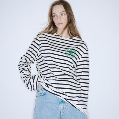[Mardi mercredi] T-Shirt Langarm Stripe_ivory Green