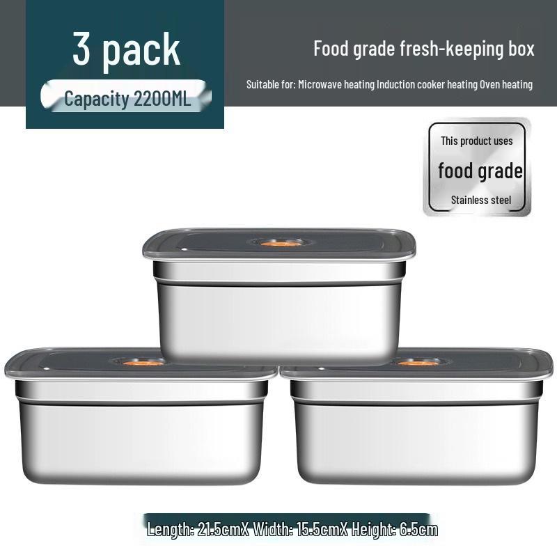 Stainless Steel Food Storage Box with Lid - Square Tray Lunch Container for Office Workers
