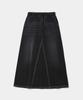 COLUMBIA UNIVERSITY Cat Washed Denim Terry A-Line Skirt_Black Denim