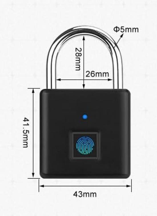CLEAYODO Smart Fingerprint Lock with 10 Charging 1 Hour 180 Days of Drop Zinc Alloy Fingerprint Lock for Outdoor Warehouse Doors and Student Dorm