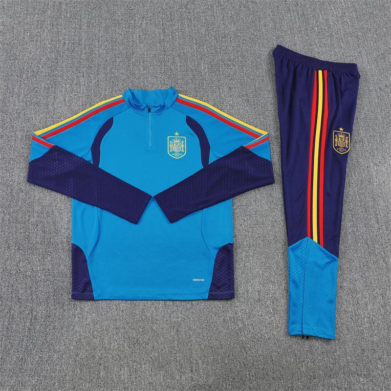 Adult National Team Soccer Training Jerseys Long Sleeve Half Zip Cotton Blend Sports Wear