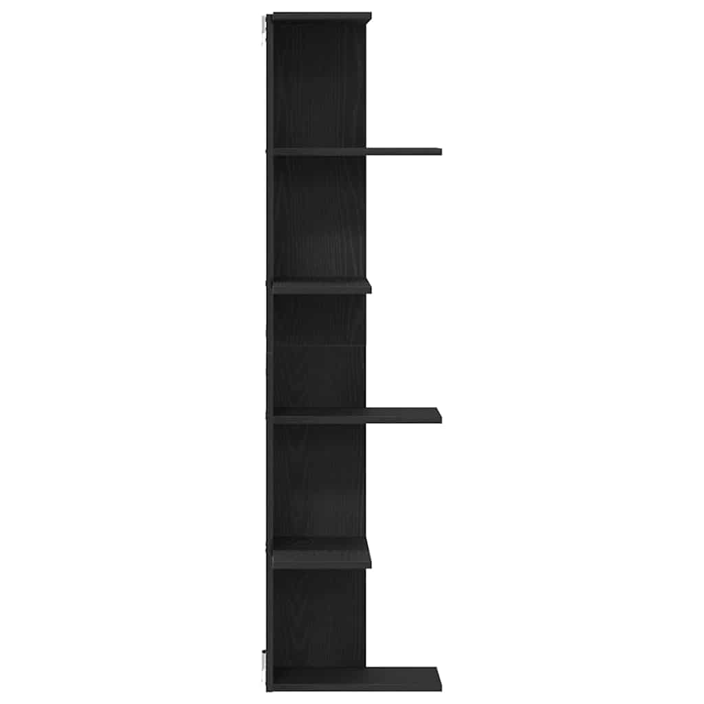 Wall Mounted Corner Shelf Black Oak Effect 36.5 x 36.5 x 140 cm